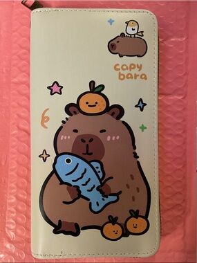 Capybara Cartoon Long Wallet - Cream Brown